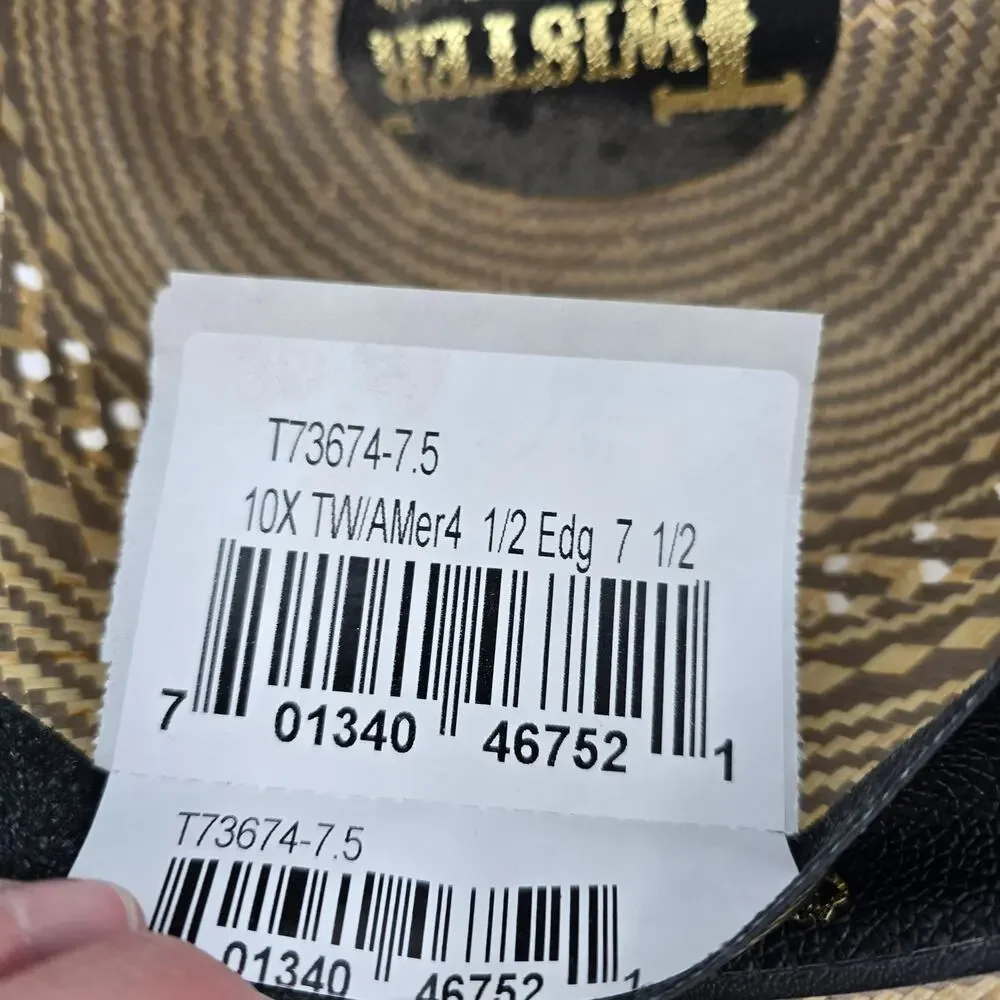 Twister Boho Western Coastal Cowgirl 10X‎ Straw Cowboy Hat – Size 7 ½